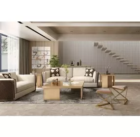 Oasis Burnished Brass Square Slater Occasional Table Set