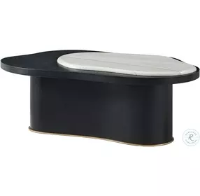 TA Originals Black Lacquer Amorphous Free Form 50" Cocktail Table