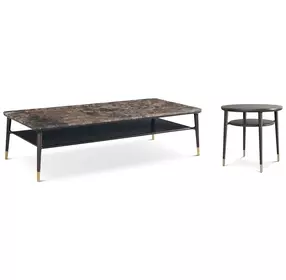 Spencer Green Park Fumed and Gold Rectangular Marble Top Stratton Street Occasional Table Set