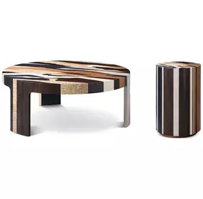 Orbis Brown and Beige Round Sundrift Occasional Table Set