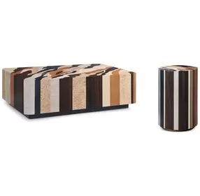 Orbis Brown and Beige Rectangular Concorda Occasional Table Set