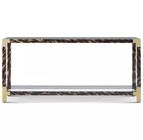 Arakan Calico and Gold Rectangular Glass Top Console Table