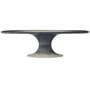 Panos Blue and Cream 102" Oval Dining Table