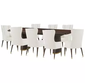 Spencer Green Park Fumed and Gallery Gold 128" Rectangular Hyde Park Extendable Dining Room Set