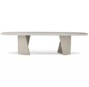 Judith Leiber Couture Solstice and Latte 118" Rectangular Quartz Top Charmant Grand Dining Table
