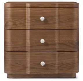 Spencer Coronet Auburn and Nickel 3 Drawer Walnut Small Nightstand