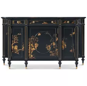 Brushwork Black and Gold 3 Door Emperor Sideboard