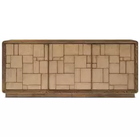 Coastal Tobacco 3 Door Amelia Credenza with Wallpaper