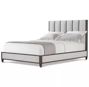 Lido II Cream and Brown Queen Upholstered Platform Bed