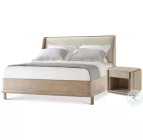 Repose Grey Oak Upholstered Low Profile Panel Bedroom Set without Trim