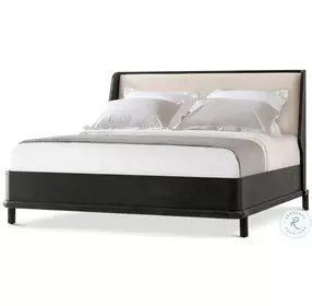 Repose Charcoal Oak Upholstered King Low Profile Panel Bed without Trim