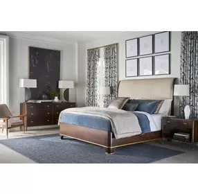Spencer Green Park Cream and Fumed Leather Upholstered Carlton Gardens Sleigh Bedroom Set
