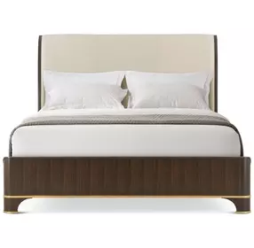 Spencer Green Park Cream and Fumed Leather Upholstered Carlton Gardens King Sleigh Bed