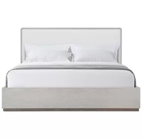 Spencer ST James Cream and Argento Upholstered King Panel Bed