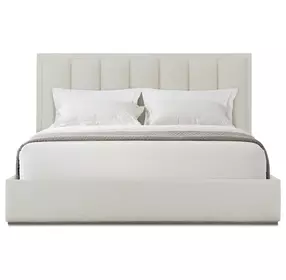 Panos Cream Upholstered King Panel Bed