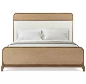 Coastal Tobacco and Beige Upholstered Crandon Park King Panel Bed