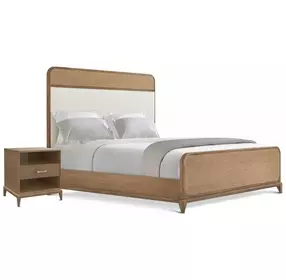 Coastal Tobacco and Beige Crandon Park Upholstered Panel Bedroom Set