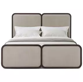 Judith Leiber Couture Bourbon and Beige Upholstered Brio King Panel Bed