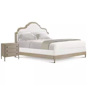 Willow Creek White and Riverwash Oak Upholstered Willowmere Panel Bedroom Set