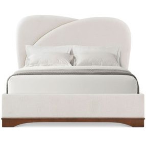 Origins Landmark and Beige California King Upholstered Panel Bed