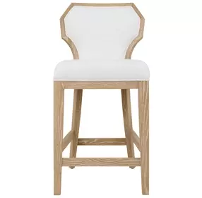 Tally White Linen Performance Fabric Counter Height Stool With Cerused Oak Frame