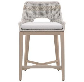 Tapestry Pumice Performance Fabric Upholstered Outdoor Counter Height Stool