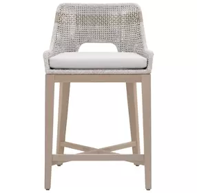 Tapestry Pumice Performance Fabric Upholstered Outdoor Counter Height Stool