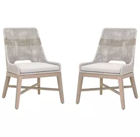 Tapestry Pumice Performance Fabric Upholstered Outdoor Dining Chair Set of 2