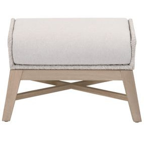 Tapestry Pumice Performance Fabric Upholstered Outdoor Rectangular Footstool