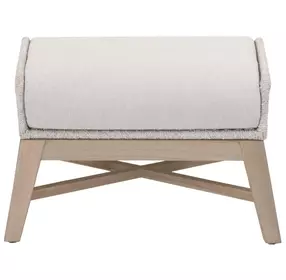 Tapestry Pumice Performance Fabric Upholstered Outdoor Rectangular Footstool