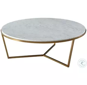 TA Studio No. 4 Fisher Brushed Brass Marble Round Cocktail Table