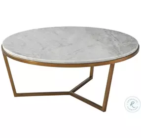 TA Studio No. 4 Small Fisher Gray And Gold Marble Round Cocktail Table