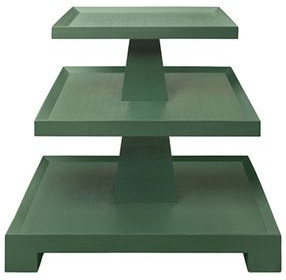 Tatiana Textured Green Rectangular Side Table with 2 Shelves