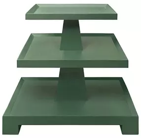 Tatiana Textured Green Rectangular Side Table with 2 Shelves