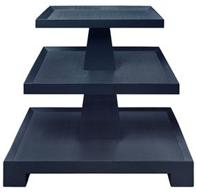 Tatiana Textured Navy Rectangular Side Table with 2 Shelves