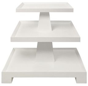 Tatiana Textured White Rectangular Side Table with 2 Shelves
