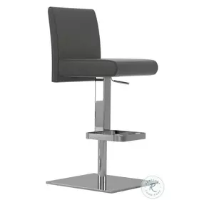 Vittoria Dark Gray And Chrome Plated Leather Adjustable Bar Stool