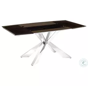 Icon Smoked Brown And High Polished Stainless Steel Extendable Dining Table