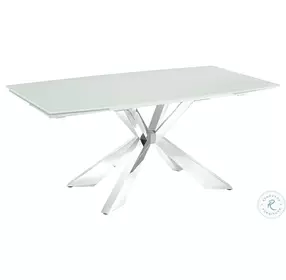 Icon White And High Polished Stainless Steel Extendable Dining Table