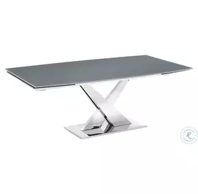 X Base Grey And High Polished Stainless Steel Extendable Dining Table