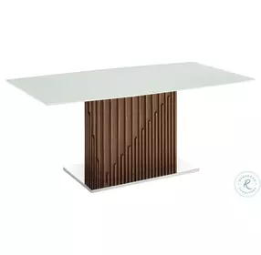 Moon White And Walnut Dining Table