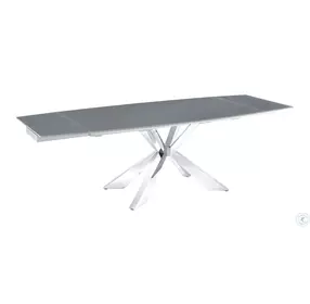 Icon Motorized Gray And High Polished Stainless Steel Extendable Dining Table
