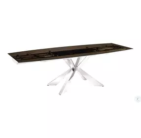 Icon Motorized Smoked And Polished Stainless Steel Extendable Dining Table