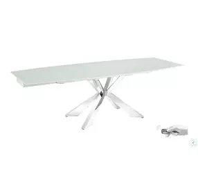 Icon Motorized White And Polished Stainless Steel Extendable Dining Table