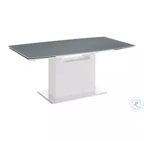 Olivia Gray Glass And White Motorized Extendable Dining Table