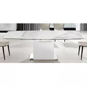 Olivia Motorized White Extendable Dining Table