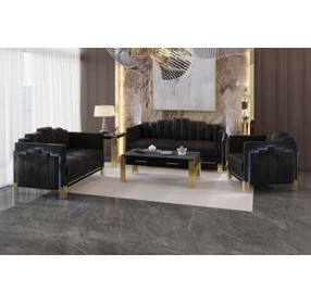 Empire Black Living Room Set with LED