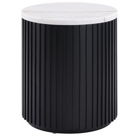 Colvin Black and White Marble Top Round End Table