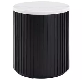 Colvin Black and White Marble Top Round End Table