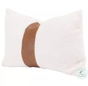 The Split Decision LiveSmart Boucle Snow And Whiskey Brown Top Grain Leather Stripe 20" Lumbar Pillow Set of 2